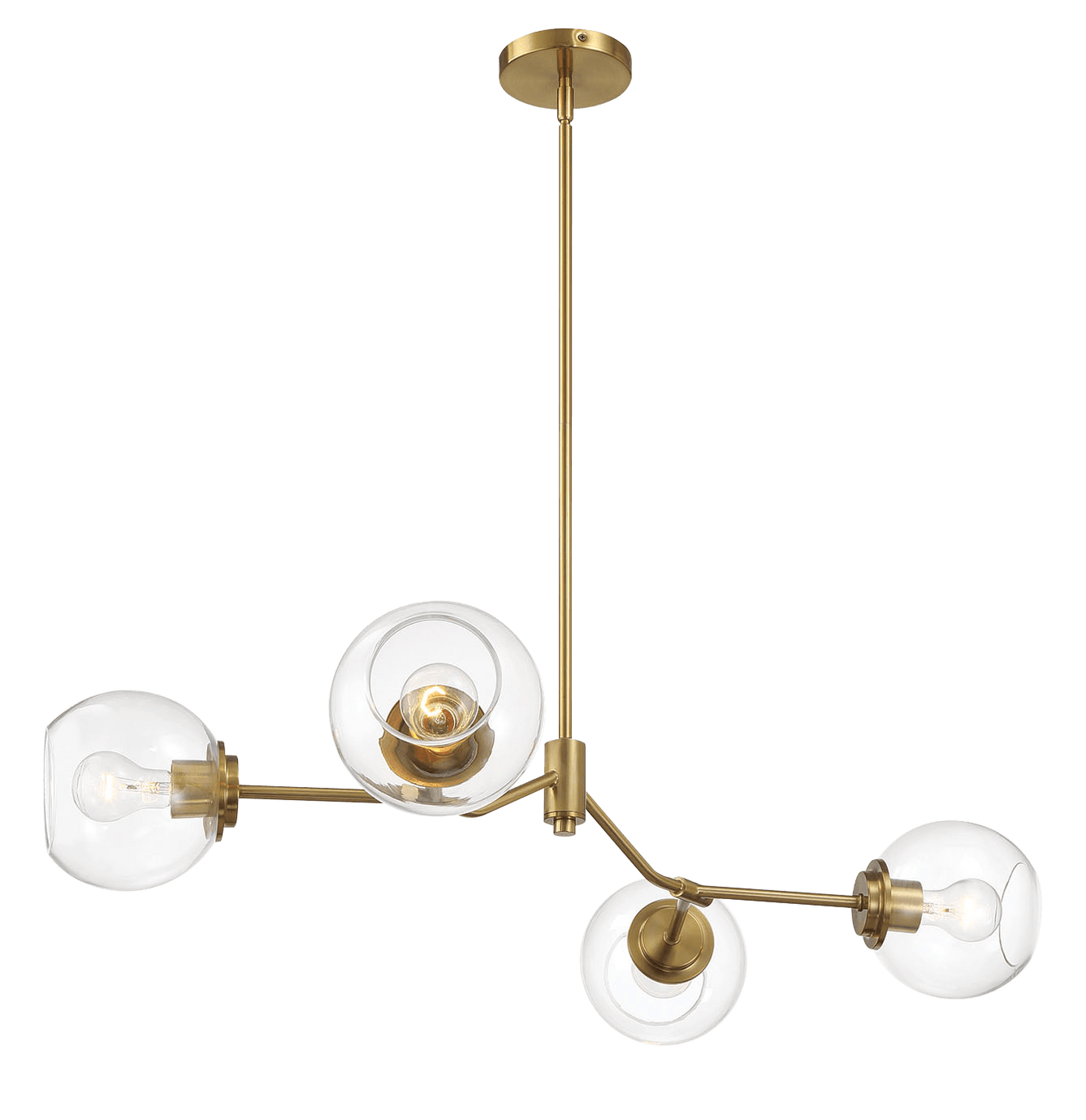 Jewel Four Lights Modern Farmhouse Chandelier Ceiling Hanging Light Fixture For Kitchen Island Dining Room 36"L × 20"W × 7.25"H with Clear Glass