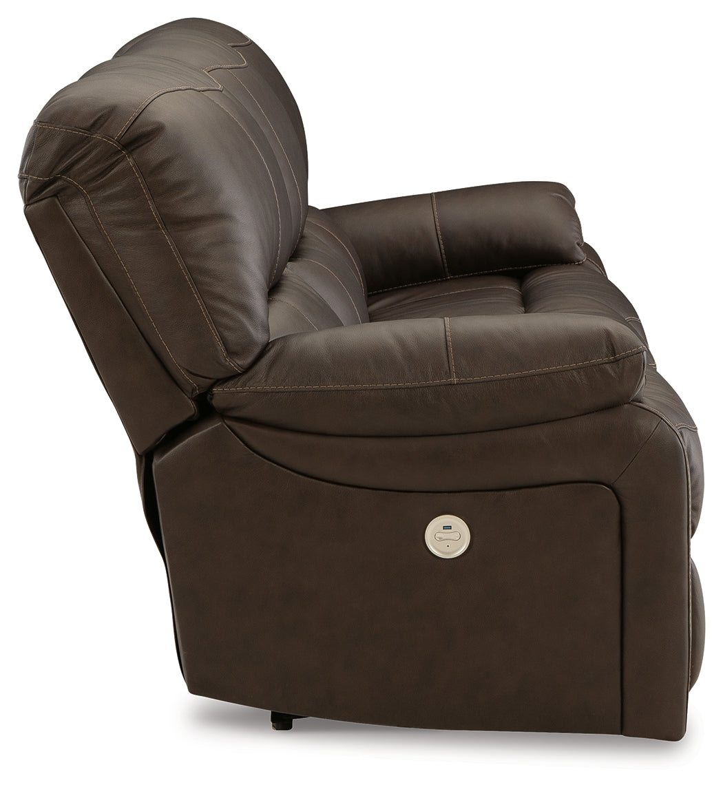 Leesworth Dark Brown POWER Reclining Sofa and Loveseat U43808