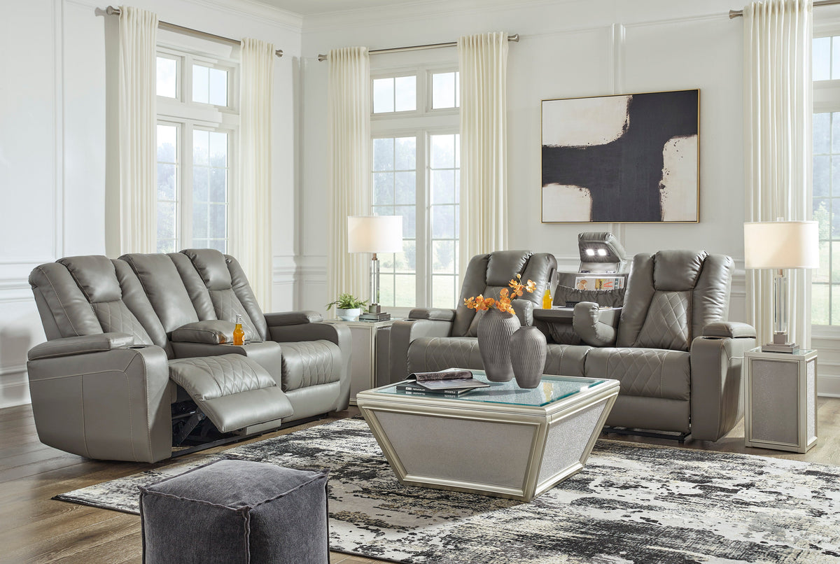 Mancin Gray Reclining Sofa and Loveseat 29702