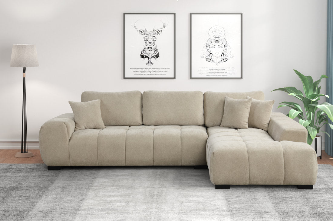 Manhattan 118" Beige Fabric Sectional