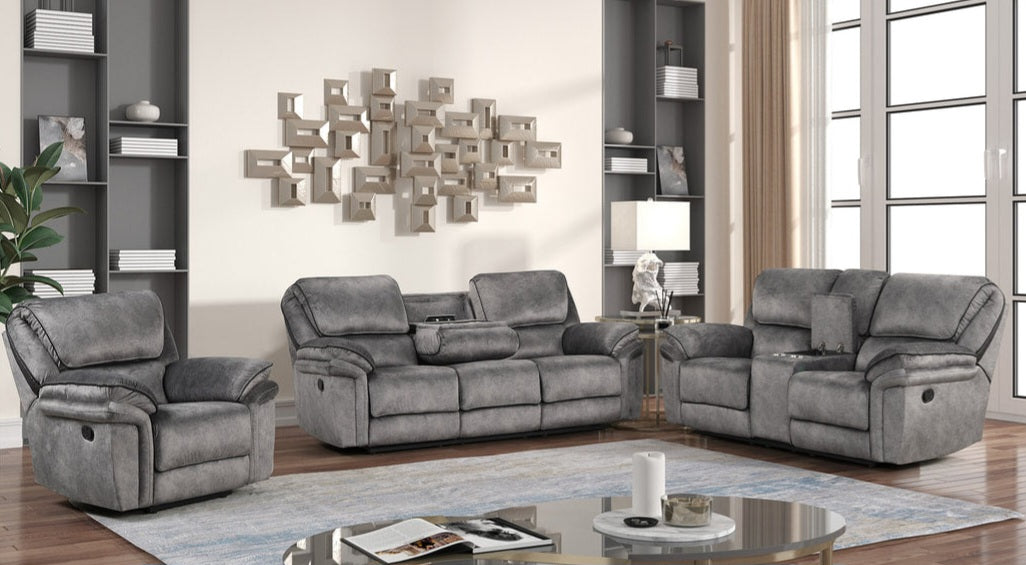 Perry Grey Fabric OVERSIZED 3PC Reclining  Set