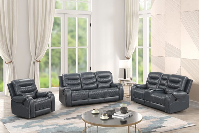 Ashley2004 Blue/Gray 3pc  OVERSIZED Reclining  Set