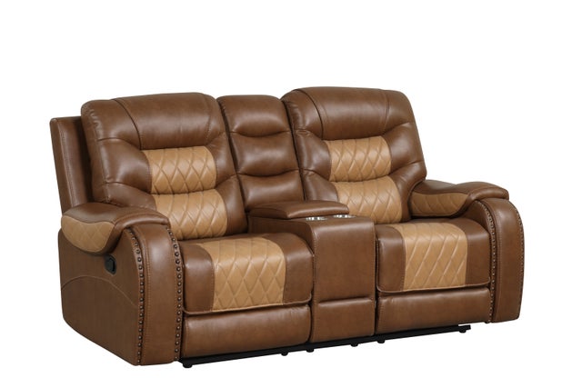 Ashley1002 2Tone Light Brown OVERSIZED 3pc Reclining Set