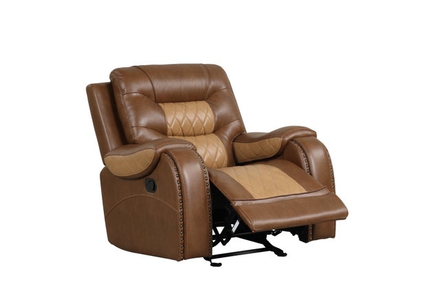 Ashley1002 2Tone Light Brown OVERSIZED 3pc Reclining Set