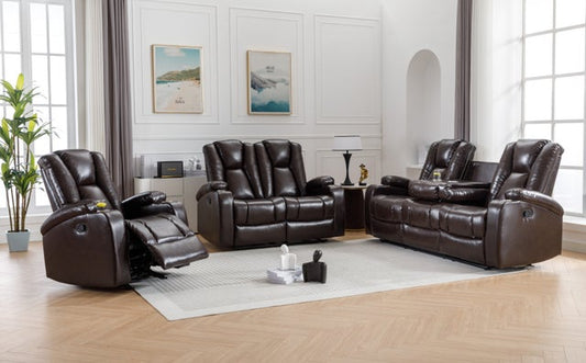 Noah Brown 3pc Reclining Set