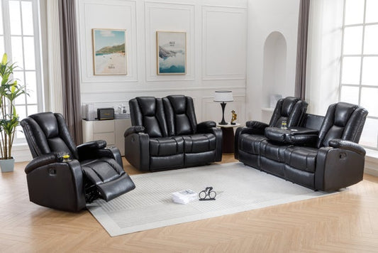 Noah Black 3pc Reclining Set