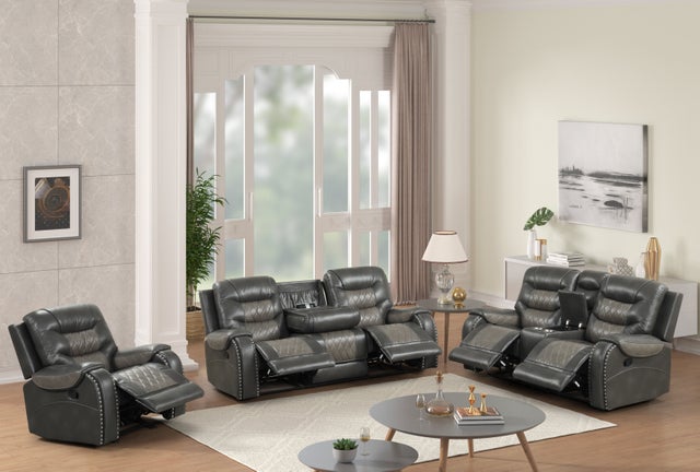 Ashley1003 2Tone Grey OVERSIZED 3PC Reclining Set