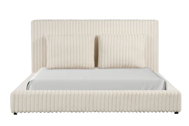 Lauren Beige Fabric Queen Platform Bed