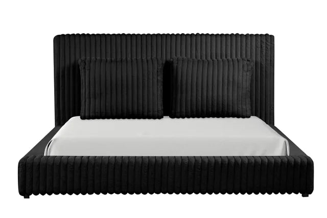 Lauren Black Fabric Queen Platform Bed