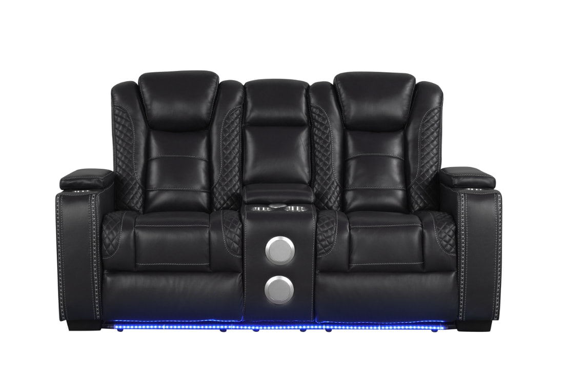 Stefano20 Black LED/BLUETOOTH SPEAKERS 3pc Reclining Set