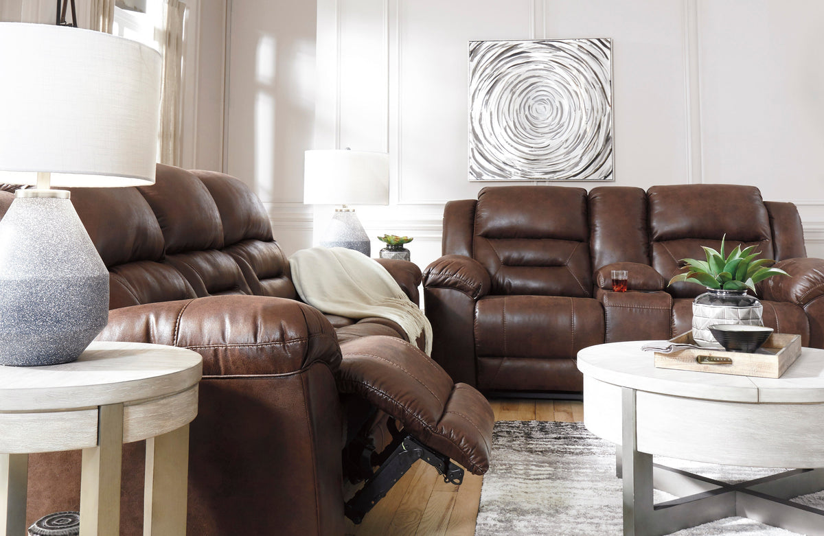 Stoneland Chocolate Reclining Sofa and Loveseat 39904