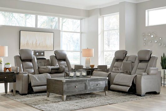 The Man-Den Gray POWER Reclining Sofa and Loveseat U85305