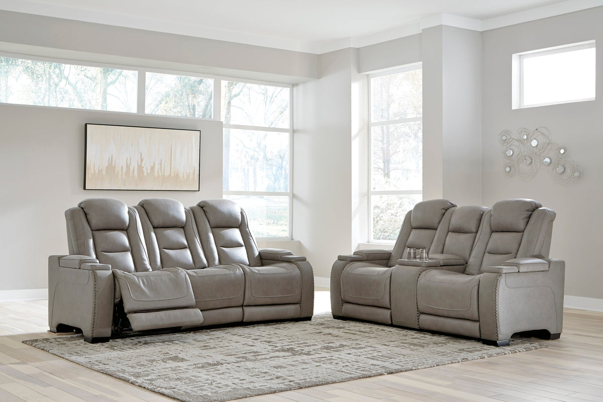 The Man-Den Gray POWER Reclining Sofa and Loveseat U85305