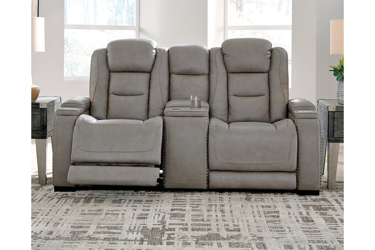 The Man-Den Gray POWER Reclining Sofa and Loveseat U85305