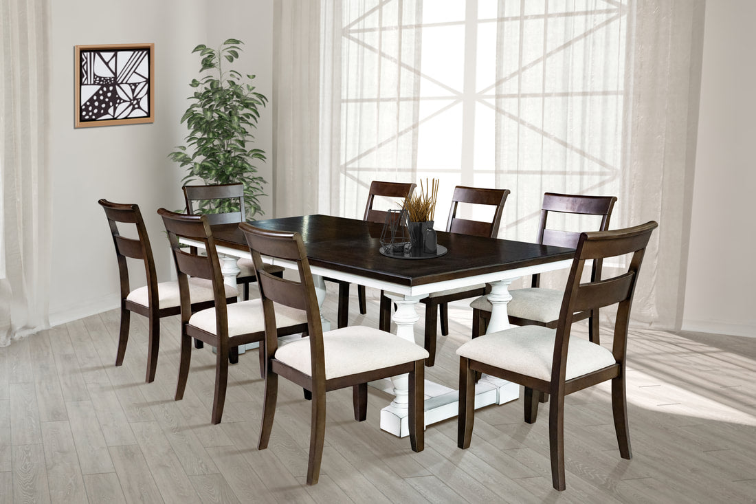 Thomas White/Brown 9pc Dining Room Set