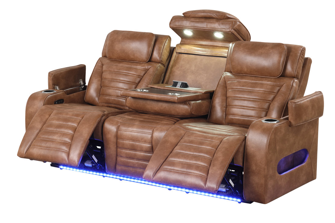 Tokyo Brown POWER/LED/BLUETOOTH SPEAKERS 3pc Reclining Set