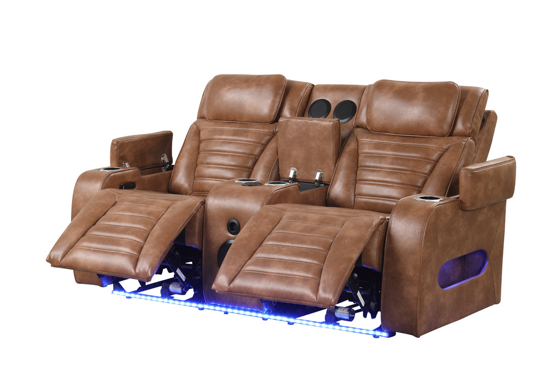 Tokyo Brown POWER/LED/BLUETOOTH SPEAKERS 3pc Reclining Set