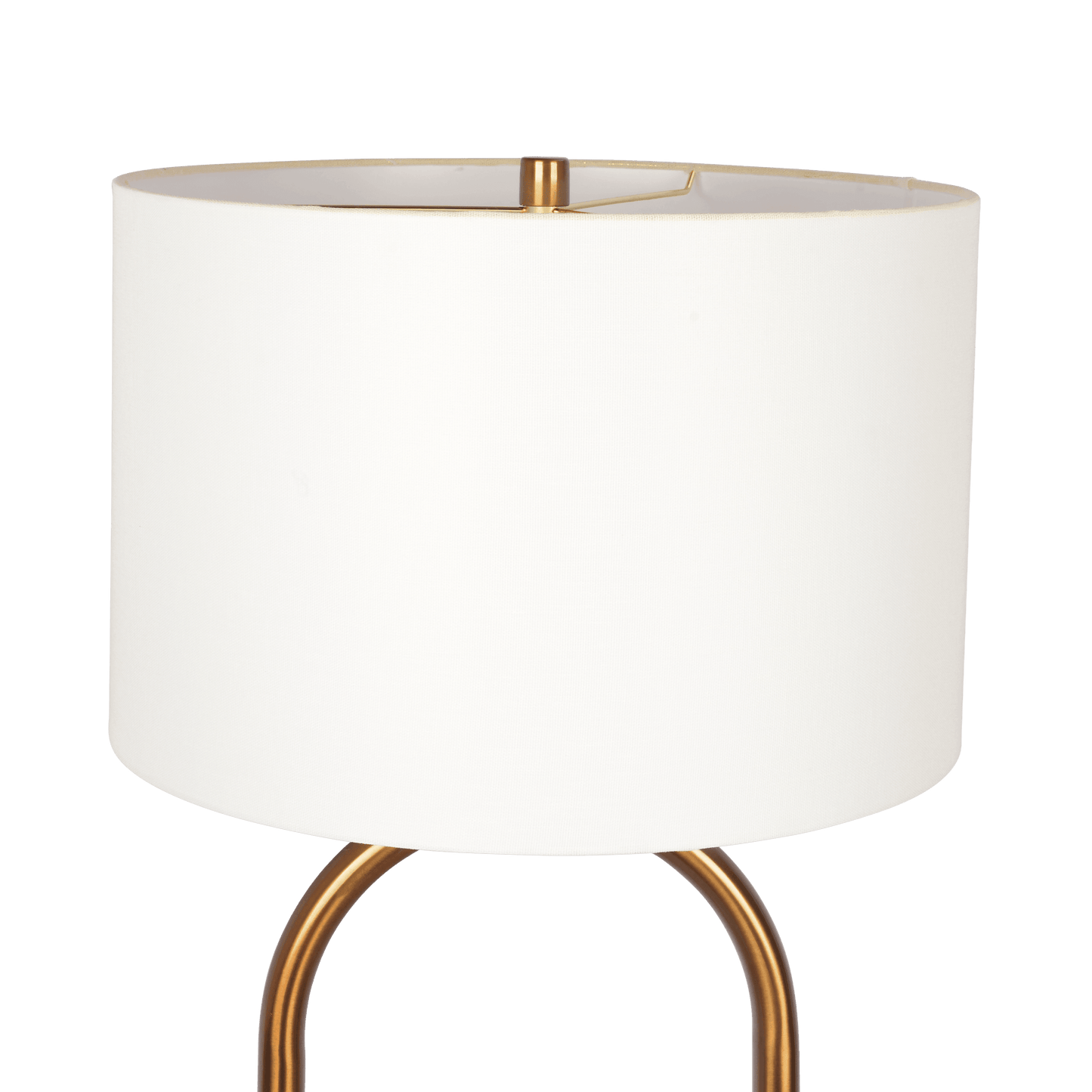 Vivid Brass Ring Base Floor Lamp with Large White Drum Shade