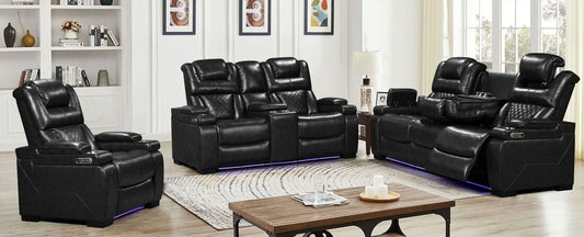 Woodland Black POWER/LED 3pc Reclining Set