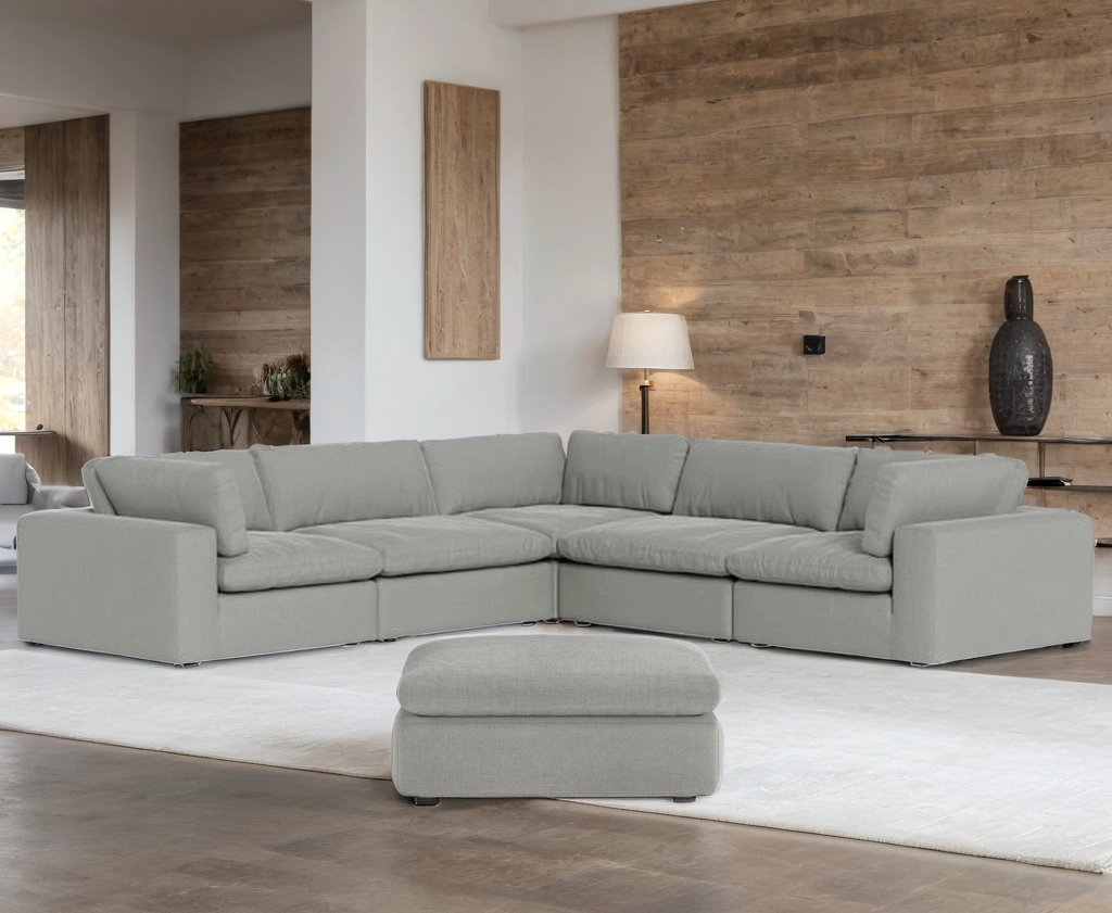 XL Cloud Grey Sectional with Ottoman