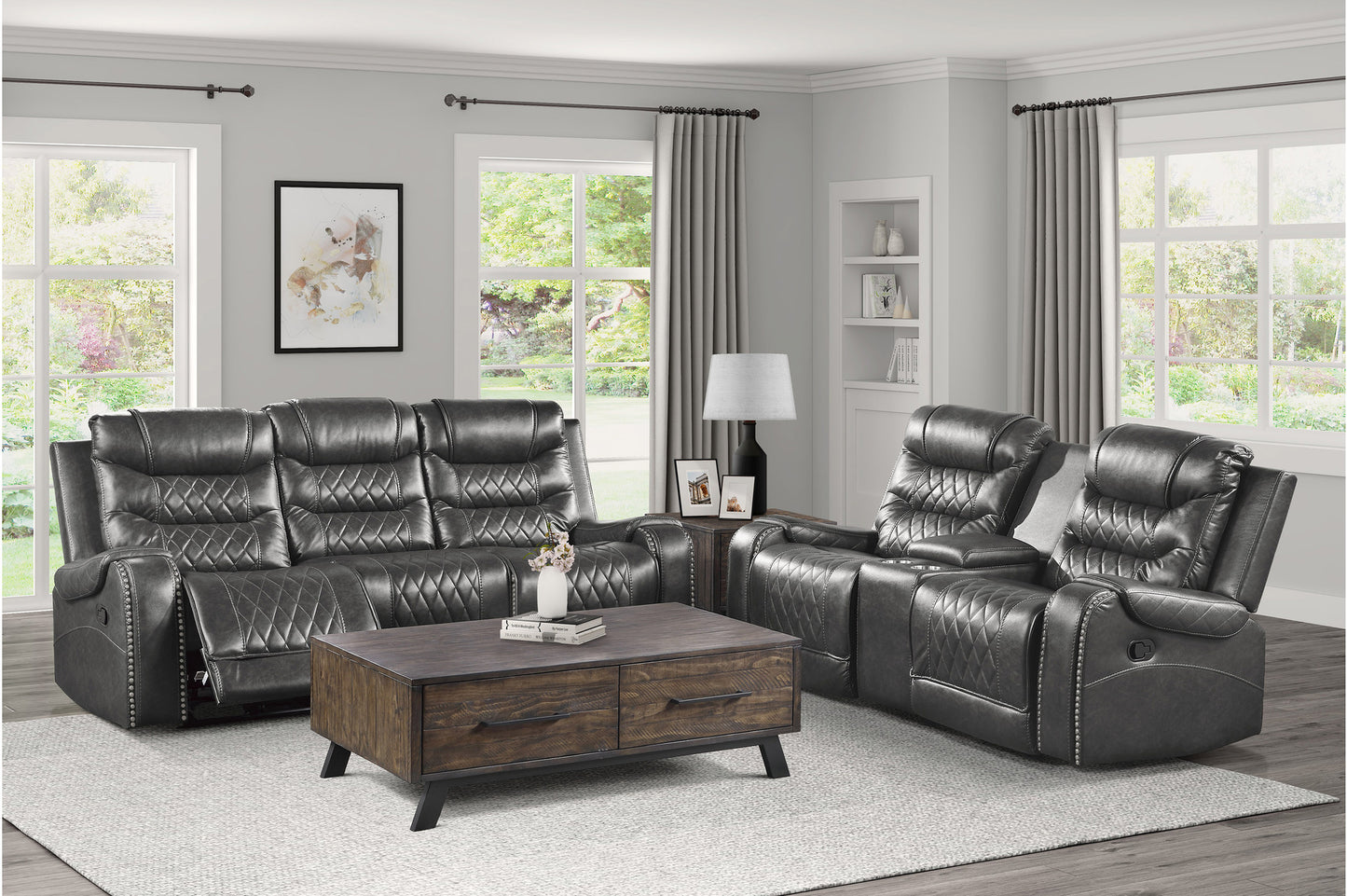 Putnam Gray  Reclining Sofa and Loveseat 9405