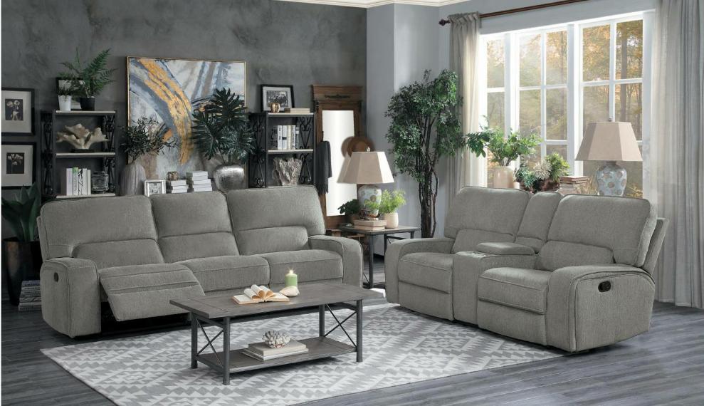 Borneo Grey Reclining Sofa and Loveseat 9849