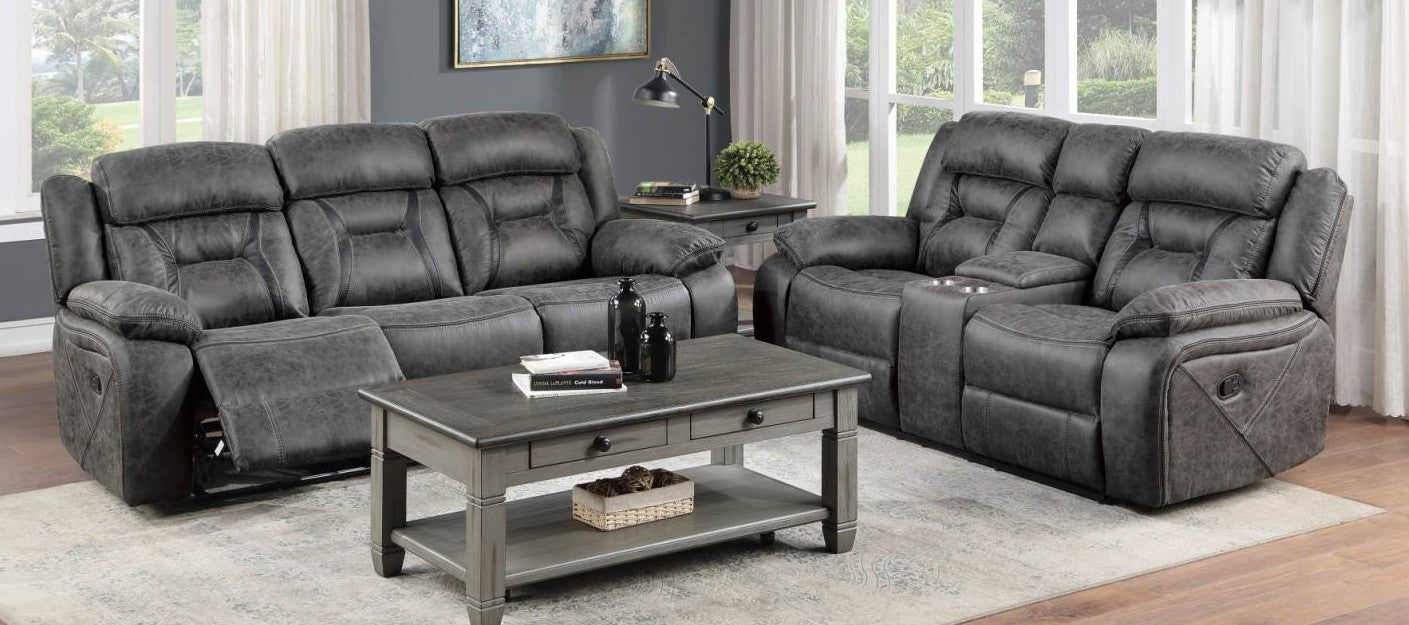 Madrona Hill  Gray Reclining Sofa and Loveseat 9989