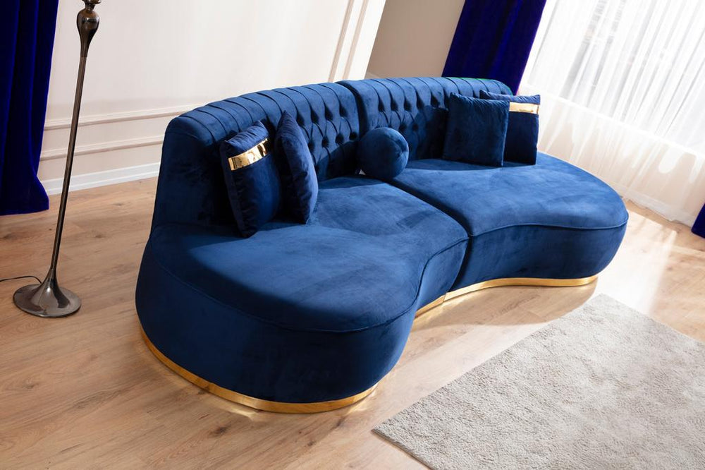 Ella Velvet Blue Curved 130" Sectional