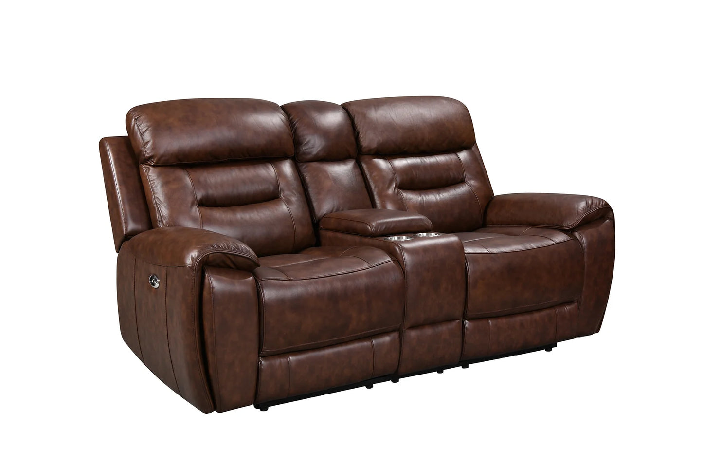 Rosewood Brown POWER/TOP GRAIN LEATHER Reclining Sofa and Loveseat S2226